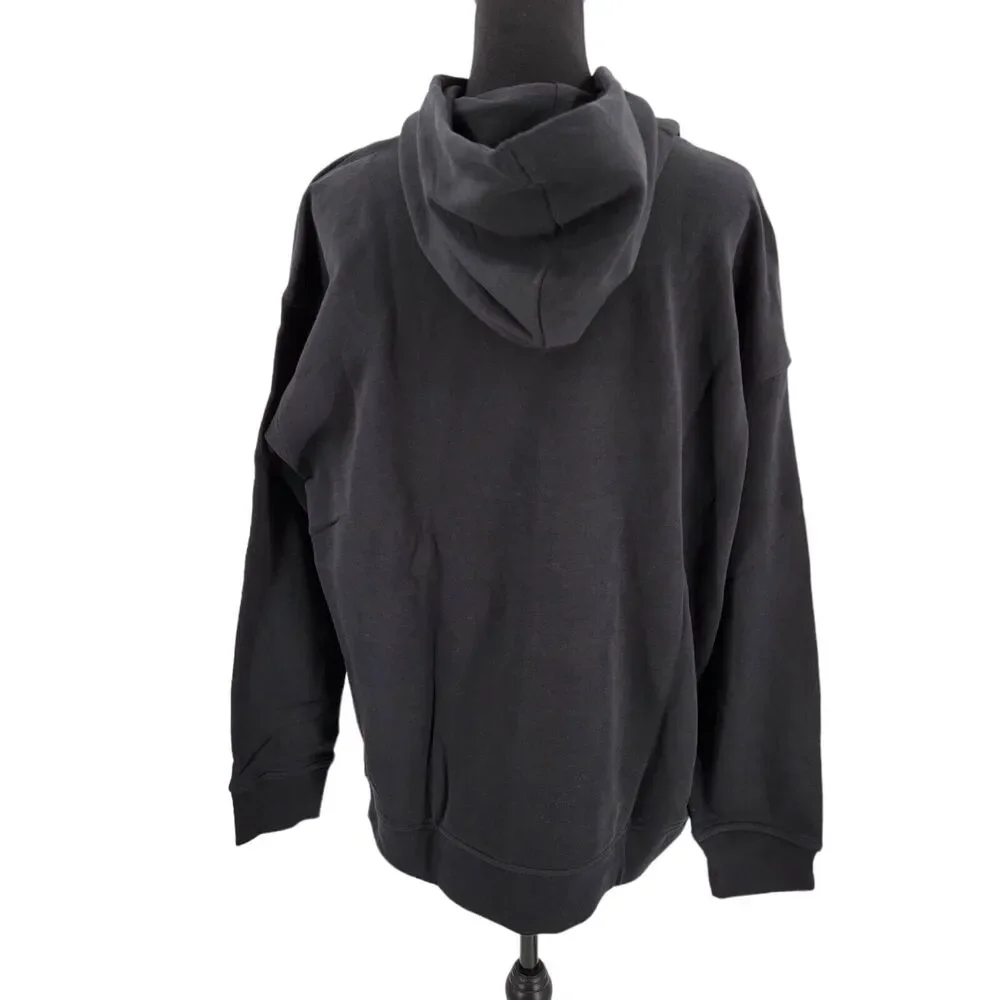 Adidas Originals Hoodie Womens Large Black White Trefoil Pullover Sweatshirt NEW - Picture 2 of 16